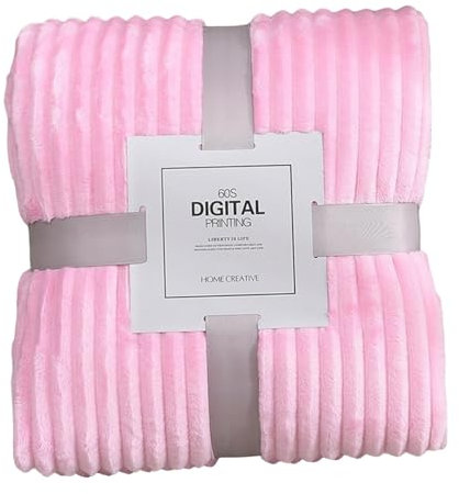 Zdprkqzvz Gestreifte Flanelldecken für Betten, einfarbig, weich, warm, Nerz-Überwurf, Sofa, Tagesdecke, Strand, Reisedecken