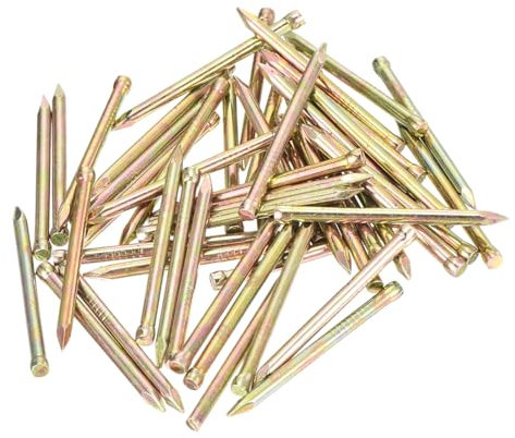 sourcing map Finishing Nails 50pcs 32mm 1.3 Inch Hand-Drive Hardware Carbon Steel Nail Lost Head Nails, Color Zinc