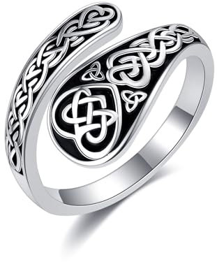 DAYLINLOVE Spoon Rings for Women S925 Sterling Silver Vintage Celtic Knot Spoon Ring Adjustable Thumb Rings Celtic Jewelry Gifts for Women