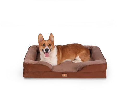BedGoldi Orthopädisches Hundebett für große Hunde, Ergonomisches Hundesofa mit eiförmigem Kistenschaum, Wasserdichtes rutschfestes Hundesofa 89x63 cm, hellgrau