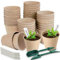 Aileem Lot de 40 pots de culture, diamètre : 8 cm, biodégradables, avec 40 étiquettes en plastique et outils de repiquage, pour le jardin