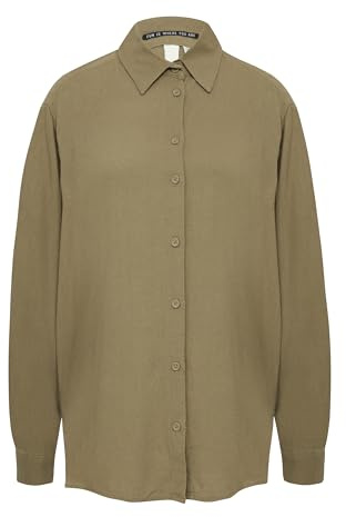 QS Lange Hemdbluse aus Viskose-Leinenmix