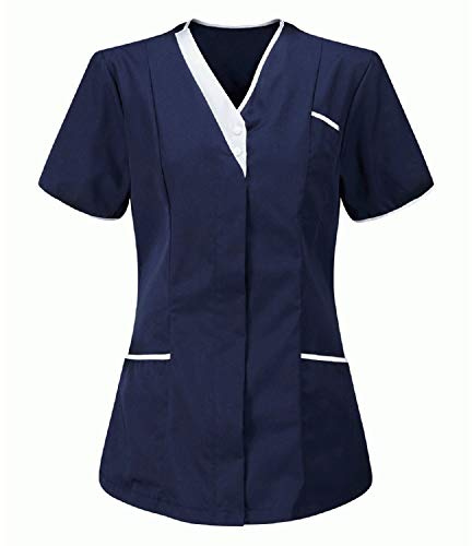 AEGJEGVD Blouse Medicale Femme Grande Taille Col en V Manche Courte Uniforme De Travail Blouse Infirmiere Femmes Professionnelle Uniforme D'infirmière Femme Esthéticienne Pas Cher