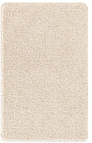 vidaXL rutschfeste Badmatte Creme 50 x 80 cm PP, rutschfeste Badematte, moderner Badezimmerteppich, maschinenwaschbar, strukturiert, langlebig, gemütliches Wohnaccessoire