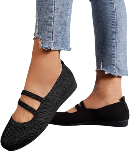 Chausson Ballerine Femme, Compensées Fermé Ballerines Fille, Mocassin Pied Large Plates Pantoufle Souples Chaussure Ete Bride