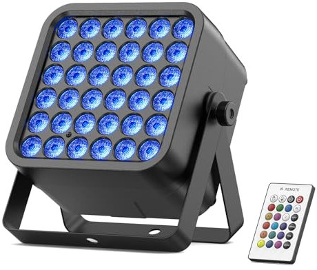 Starlitflow 54W LED Par Akku RGBWA UV, 5200mAh Wiederaufladbar 36 Bühnenlicht mit Fernbedienung, Discolicht Partylicht 4-6h Akkulaufzeit für Outdoor Hochzeit Bar Show Disco Halloween Weihnachten
