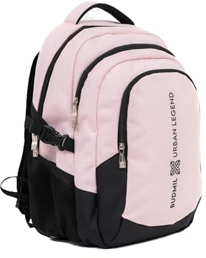 budmil ergonomischer Schulrucksack für Jungen und Mädchen 32L - für Teenager Kinder ab Klasse 5 - wasserabweisend - Rucksack mit 3 Fächer & belüftete Rückseite (Edwin Pink)