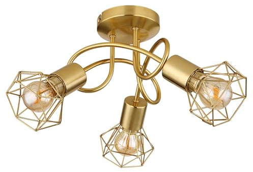 GLOBO Ceiling Light Living Room Gold Ceiling Light 3 Bulbs Ceiling Spotlight Gold Industie Look 54802GB-3D