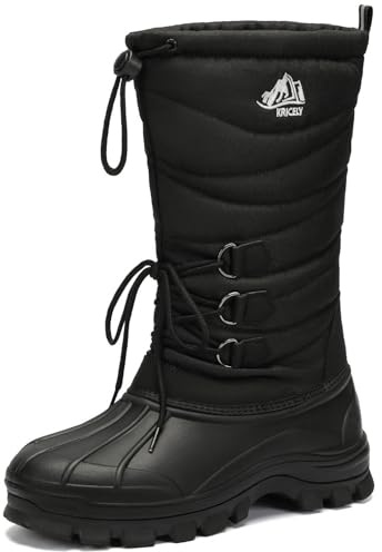 Kricely Stivali Uomo Donna Inverno Scarpe da Neve Snow Boots Impermeabili Stivaletti（nero 39）