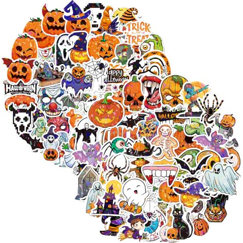 DIY Pumpkin Stickers, 100pcs Vintage Water Bottle Stickers Halloween Party Sticker Decorations Decorative Labels, for Craft, Scrapbooking Decor Birthday Party Supplies, DIY Supplies, G&H