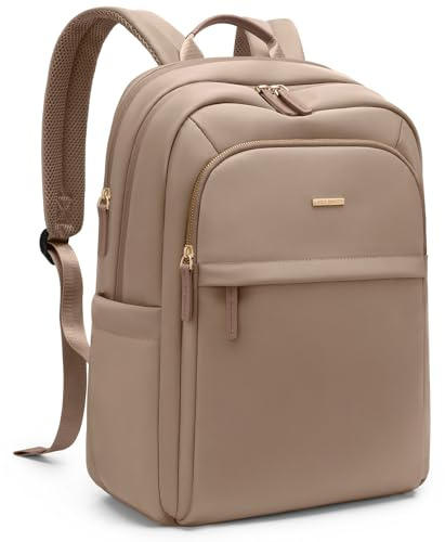 GOLF QUALITY Travel Backpack for Women Personal Carry On Bag Business Weekender Hiking Multilayer Laptop Bag,16 Inch,Champagne Brown