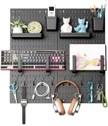 Pegboard Stecktafel Set mit 18 Zubehör, Wand Organizer Schwarz