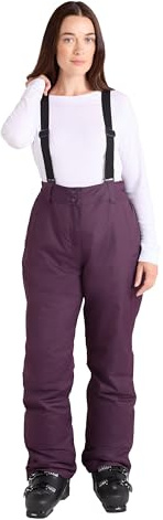Mountain Warehouse Moon Skihose für Damen - Thermo-Schneehose, Outdoorhose für Damen, Verstellbarer Bund, mit abnehmbaren Hosenträgern, Skibekleidung, Weite Passform Dunkel Lila Damengröße EU 48