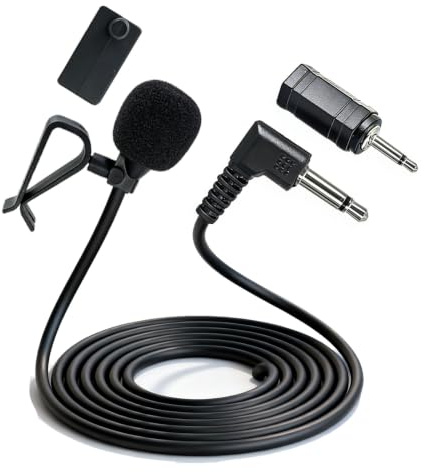 SEYUGOPTI Microfono Esterno per Autoradio con Clip, Jack 3.5mm Adattatore 2.5mm, Microfono Vivavoce, Compatibile con Pioneer Boss JVC, per Chiamate e Navigatore GPS, Cavo 3M