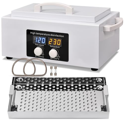 JOJOCOSMO Dry Heat Sterilizer,Professional Nail Tool Steriliser Machine for Salons & Clinics,230°C Hot Air Steriliser with LED Display, Autoclave Sterilizer for Scissors, Tweezers & Metal Tools,300W