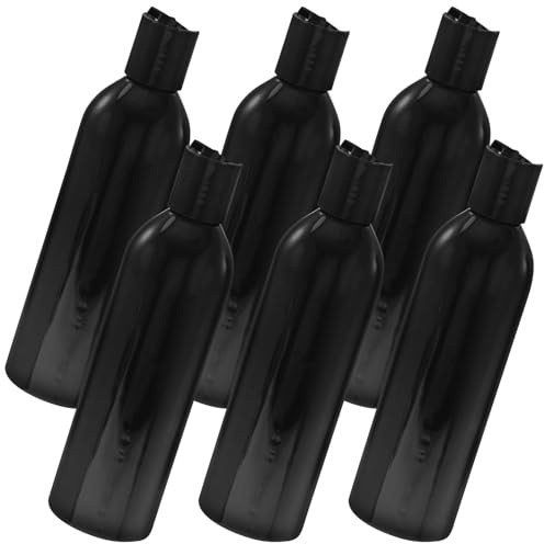 Flacons de Lotion de Voyage 250ml en Pet et Pp, Lot de 6 Noirs | Rechargeables et Étanches, Format Portable, pour Extérieur et Déplacement