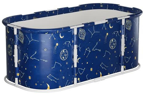 Labufiz Portable Folding Bathtub for Adults, 47 Universe Pattern Large Collapsible Soaking Tub with Reinforced Bracket, Freestanding Foldable Bathtub Hot Bath & Ice Bath, Spa Tub Home Camping Travel