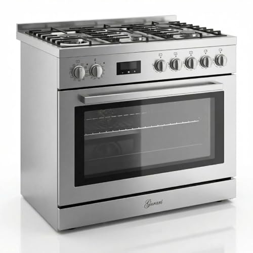 Gurari Standherd 90 cm GCH E 818 X Edelstahl – Gas Elektro Herd mit XXL 126L Backofen, 5 Brenner inkl. WOK 4,0 kW, Air Fry, Drehspieß, Pizza (11 Fkt.) Selbstreinigung, Hydro Clean