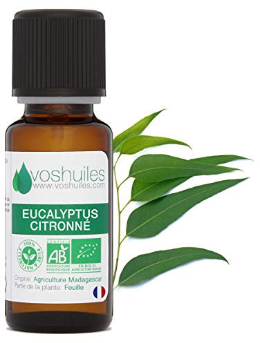 Voshuiles - Huile Essentielle Eucalyptus Citronné Bio 10ml - Parfum Frais - Réputé pour ses Nombreuses Vertus - Huiles Essentielles de Qualité - 100% Pure et Naturelle - HEBBD et Certifiée ECOCERT