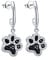 YFN Frauen Damen Schmuck 925 Sterling Silber zweifarbig Haustier Welpe Pfote Drop &Dangle Ohrringe Pfote Ohrring Hund Ohrstecker (Dangle Black)