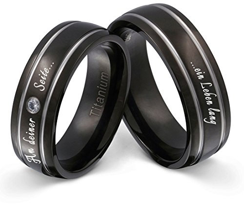Juwelier Schönschmied Trauringe Partnerringe Eheringe - inkl. WUNSCHGRAVUR - Titan Zirkonia 50-66 T20HDac - mit AMAZON KONFIGURATOR direkt online gestalten !
