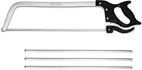 Dick große Edelstahl Fleischersäge 50 cm inkl. 3x Ersatzsägeblätter rostfrei - zum einfachen zerteilen von Knochen und Gefriergut