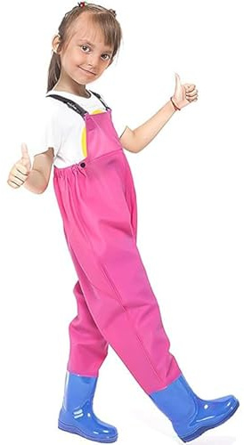 Luwint Kids Chest Waders with Boots, Youth Waterproof Fishing Wader for Boys and Girls, Lightweight PVC Waders for Outdoor Play, Hunting, and Camping