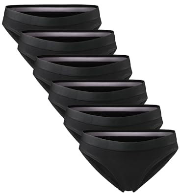 DANISH ENDURANCE Culottes en Coton Bio, Ultra Douces et Confortables, Femme, Lot de 3 ou 6, Noir (X6), M