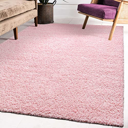 Impression Wohnzimmerteppich - Hochwertiger Öko-Tex zertifizierter Flächenteppich - Solid Color Teppich Hellrosa - Größe 160x230