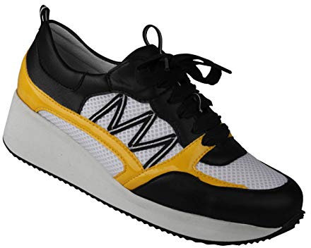 Lei by tessamino Damen Sneaker Nele Weite H, Hallux geeignet mit Memory Foam und Keilabsatz, leicht wechselbares Fußbett, Rutschhemmende Laufsohle atmungsaktive Schuhe direkt vom Hersteller 39 gelb