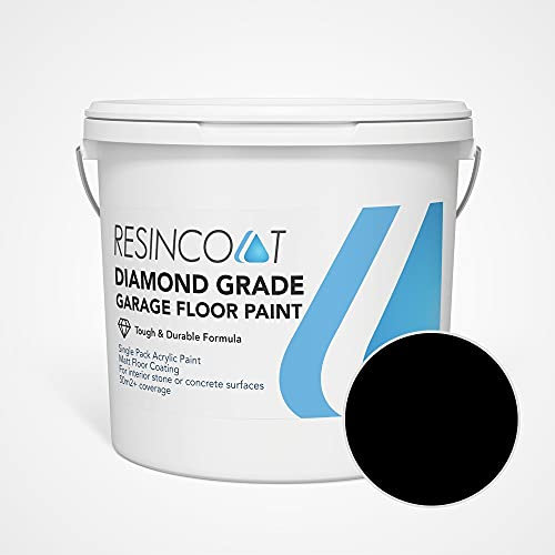 Resincoat Diamond Grade Garage Floor Paint, DIY Friendly, Concrete Floor Paint, Stylish Matt Finish (Black, 5Kg)