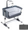 RELAX4LIFE Neigungs- & Höhenverstellbares Kinderbett, 2 in 1 Beistellbett & Babybett mit Spieluhr & Spielzeug, Reisebett bis zu 9 kg belastbar, Faltbarer Stauraum, inkl. Matratze & Tragetasche (Grau)