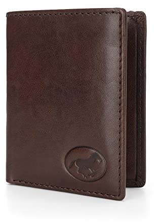 Mauro Pelletteria Mini Portafoglio Uomo in Vera Pelle Artigianale Made in Italy Portafoglio Uomo Piccolo Porta Carte di Credito Sei Scomparti e Tasca per Banconote Testa Moro