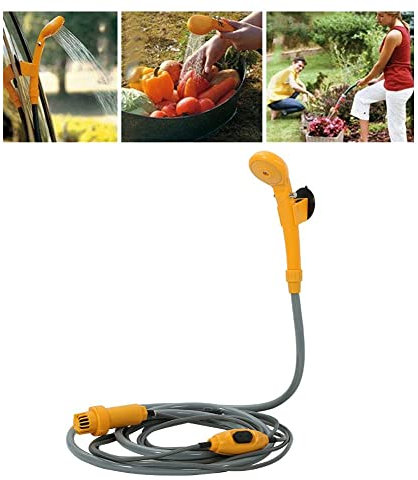 Ejoyous Ducha de camping de 12 V con bomba sumergible portátil, adaptador de coche de 12 V, para camping, jardín, coche, ducha para perros, incluye manguera de 2 m y cable de alimentación de 5 m para