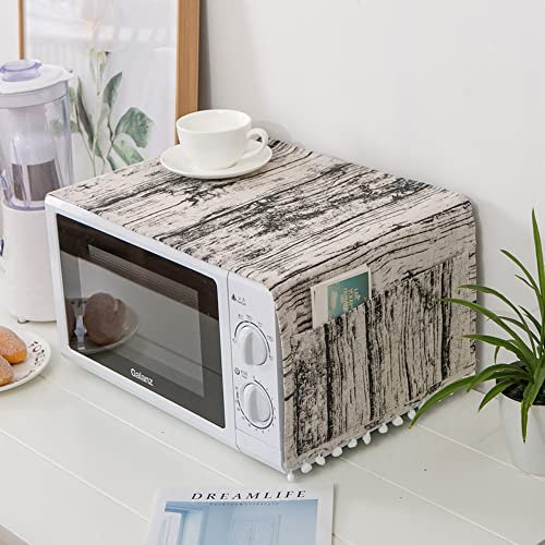 Microwave Oven Cover Elegant Dustproof Cover Toaster Cover Microwave Oven Protector Kitchen Anti-Oil Towel-Wood Grain