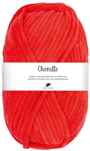 Pro Lana CHENILLE 100 g samtig weiche und stabile Chenille Wolle 110 m, Farbe:030 - rot