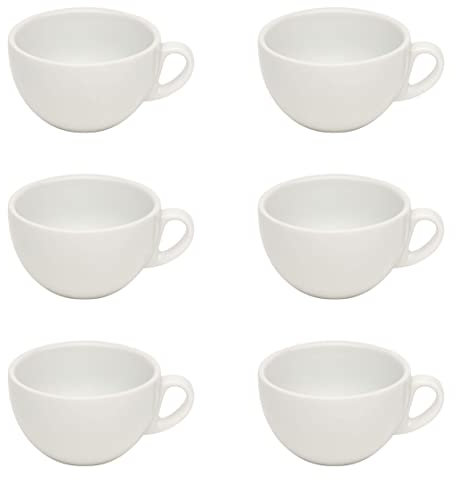 Gastro Spirit - 6er XL Cappuccino-Tassen Set - Weiß, 280 ml, Porzellan, dickwandig, spülmaschinenfest, italienisches Design - 6-teiliges Kaffee-Tassen Set