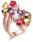 Musihy Verlobungsring Rosegold, Ring Bunt Ringe Damen Blumen mit Tropfenform und Runden Zirkon Ring Ring Größe 52