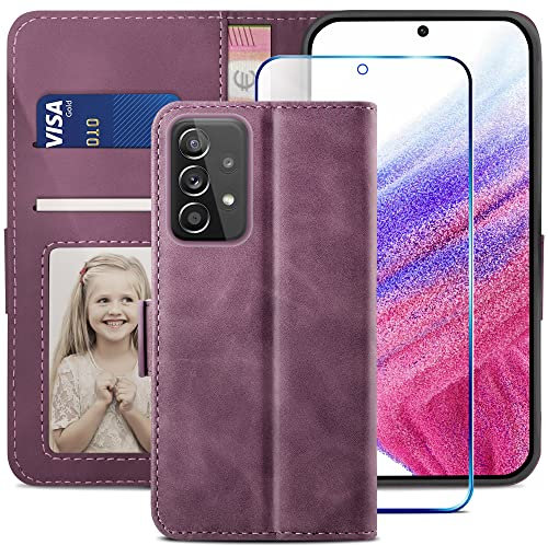 YATWIN Handyhülle Kompatibel mit Samsung Galaxy A53 5G Hülle, Klapphülle Samsung A53 5G Premium Leder Brieftasche Schutzhülle [Kartenfach] [Magnet] [Stand] Handytasche Case für Samsung A53 5G, Weinrot