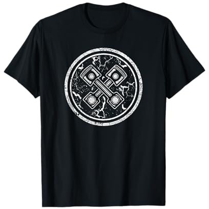 Mechaniker Kreis-Symbol mit Motor-Kolben Kreuz im Used-Look T-Shirt