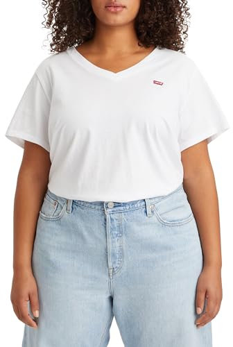 Levi's Damen Plus Size V-Neck Tee T-Shirt, Bright White, 4XL