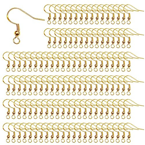 TOAOB 100 Pezzi Ganci Orecchini Argento 925 Placcato Monachelle Orecchini Fai da Te 18mm Oro Tono Pesce Gancio per Riparazione Orecchino Ciondoli Accessorio Creazione di Gioielli