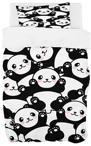 Zomer Bettwäsche 135 x 200 cm Panda Motiv Bettbezug Set 2teilig Weich Mikrofaser Bettwäsche Deckenbezug - 1 Flauschige Bettbezug und 1 Kissenbezug 80x80cm
