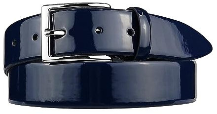 Mix Your Beauty MYB Cintura Uomo in Vernice saldato in Vera Pelle - 35mm - Made In Italy - diversi colori e taglie disponibili (115-130 cm, Blu)