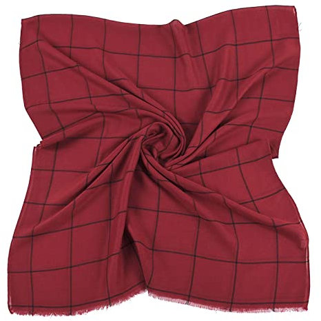 Baumwolle und Leinen Gitter Druck Paris Gaze Schal Krawattenschal Verhindert Sonnenbaden im Großer Schal Damen Schal mit Blumenapplikation (Red, One Size)