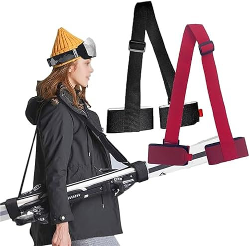 Sangles De Ski Skimate Bandoulière Réglable pour Planche à Neige Accessoires De Sport d'hiver Porte-Ski Skimate pour Le Transport Le Voyage Et Le Rangement (Noir+Rouge)
