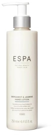 ESPA | Bergamot & Jasmine Hand Lotion | 250ml | Nourish & Soften Hands, Nails and Cuticles | Pure Essential Oils | Sweet Almond Oil, Shea Butter & Coconut | 100% Natural Fragrance