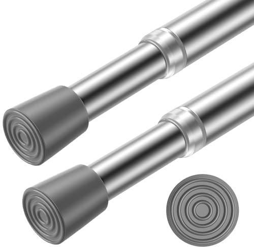 AIZESI 2 Stück gardinenstange ohne bohren 68-100cm,5/8 Durchmesser, teleskopstange vorhang, Silber gardinenstange zum klemmen - Teleskopstange, Duschstange & Kleiderstange