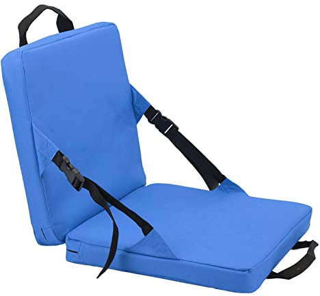 Ejoyous Stadion-Sitzkissen, klappbarer Bodenstuhl mit Rückenlehne Schwammkissen-Rückenstuhl Gepolsterter Sitz für Stadion und Strand Camping Picnic Angeln (Blue)