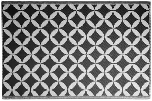 idooka Outdoor Rug – 90cm x 180cm Waterproof Plastic Mat for Patio, Garden, or Picnic – Large Outdoor Carpet, Durable and Easy to Clean – (Black Circles)